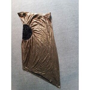 Eien Girls Skirt size M Medium Long Aymetrical Gold Sparkle Black Beaded Nice